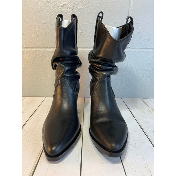 Steve Madden Taos Black Leather Slouch Cowboy Western Boots Women's 9M - Picture 3 of 11